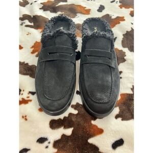 Women's Vionic Uptown Mule Black Suede Slip On Faux Fur New Size 12